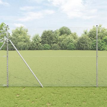 Gard hexagonal Gossi 1,6x25 m otel galvanizat, stalpi de gard Gossi 13 buc Ø32 mm 210 cm otel galvanizat
