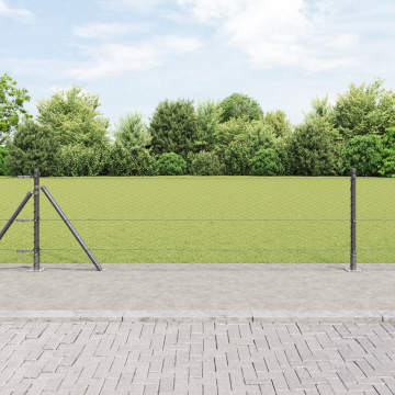 Gard hexagonal Gossi gri 0.6x10 m otel, posturi pentru gard Gossi cu placi de baza 7 buc Ø32mm 70cm otel galvanizat