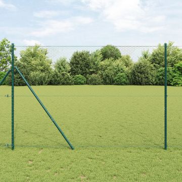 Gard hexagonal Gossi gri 1.6x50 m otel, stalpi gard Gossi 13 buc verde Ø32 mm 210 cm otel galvanizat