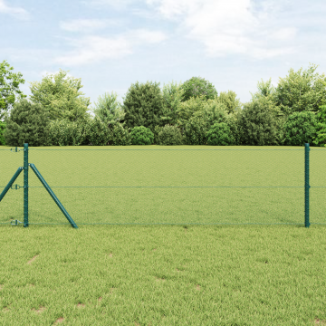 Gard hexagonal Gossi verde 0.6x10 m otel, stalpi de gard Gossi 7 buc verde Ø32 mm 100 cm otel galvanizat