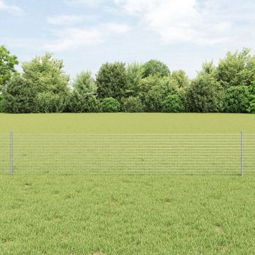 Gossi gard de sarma sudata cu 44 u-stalpi argintie 0.4x100 m otel