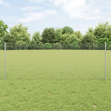Gossi gard din otel galvanizat cu 11 u posturi argintiu 0.8x25 m