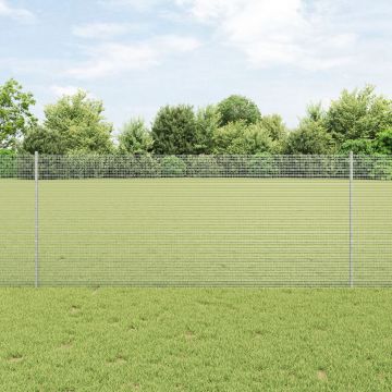 Gossi ingradire din sarma sudata cu 22 de stalpi u argintii 1x25 m otel