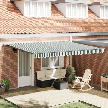Gossi marchiza retractabila automata verde si alba 450x350 cm, Gossi material de inlocuire pentru marchiza 4,5x3,5 m, verde si alb