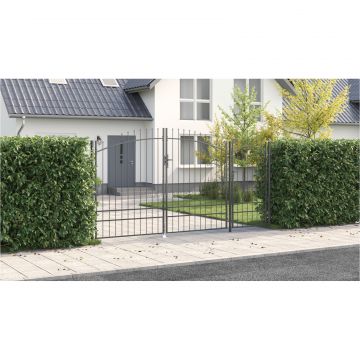 Gossi poarta de gradina cu varf de lance gri 195x400 cm din otel