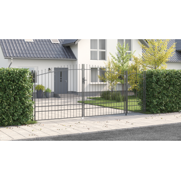 Gossi poarta de gradina cu varf lance gri 195x500 cm otel