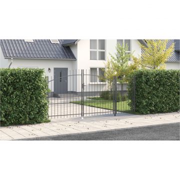 Gossi poarta de gradina cu varfuri gri 175x400 cm din otel