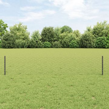 Gossi stalpi de gard 11 buc u-channel gri 40 cm otel, Gossi gard hexagonal gri 0,4x100 m otel