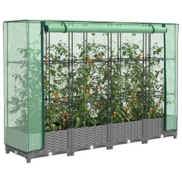 Gossi strat inaltat cu husa de sera, aspect ratan, 160x40x123 cm