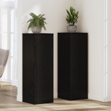 Gossi suport pentru plante stejar negru 33x33x100 cm lemn ingineresc