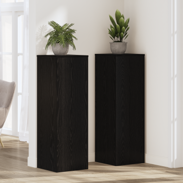 Gossi suport pentru plante stejar negru 33x33x100 cm lemn ingineresc