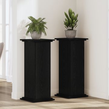 Gossi suport pentru plante stejar negru 33x33x100 cm lemn inginerie