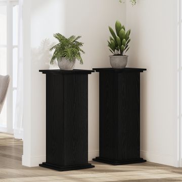 Gossi suport pentru plante stejar negru 33x33x80 cm lemn ingineresc