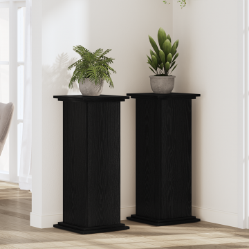 Gossi suport pentru plante stejar negru 33x33x80 cm lemn ingineresc