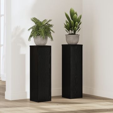 Gossi suporturi pentru plante 2 buc negru de stejar 17x17x60 cm lemn prelucrat