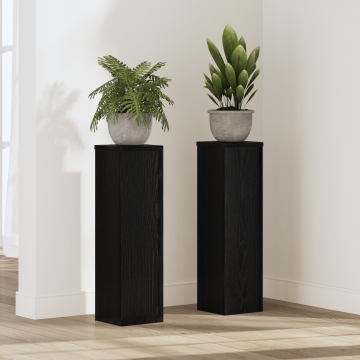 Gossi suporturi pentru plante 2 buc negru de stejar 17x17x60 cm lemn prelucrat
