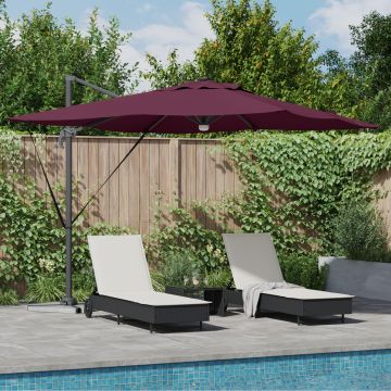Gossi umbra cantilever roma cu led-uri rosie bordeaux 286x285x270 cm aluminiu