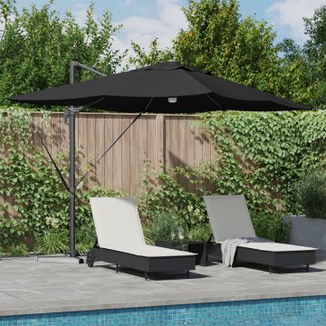 Gossi umbrela cantilever neagra poliester, otel vopsit electrostatic mare