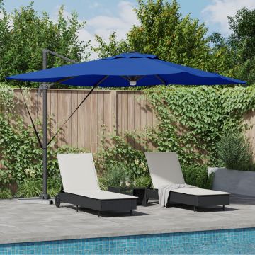 Gossi umbrela cantilever roma cu led-uri albastru azur 286x285x270 cm aluminiu