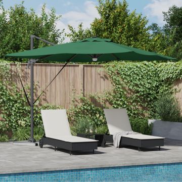 Gossi umbrela cantilever roma cu led-uri verde 286x285x270 cm aluminiu