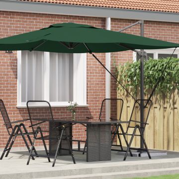 Gossi umbrela cantilever roma verde 286x285x265 cm aluminiu