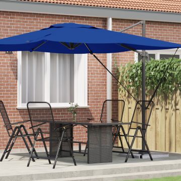 Gossi umbrela de terasa albastru azur aluminiu, poliester 3m