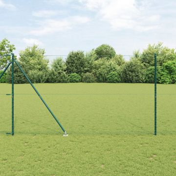 Gard hexagonal Gossi verde 1.6x10 m otel, stalpi gard Gossi cu spike 7 buc Ø32 mm 180 cm otel galvanizat