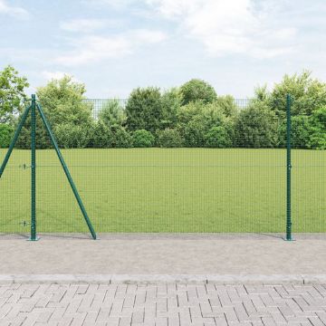 Gossi gard cu sarma sudata cu 13 stalpi cu flanse verde 1.2x25 m otel