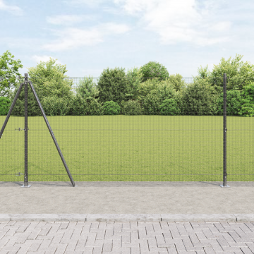 Gossi gard de sarma sudata cu 13 stalpi cu flansa gri 1.2x50 m otel