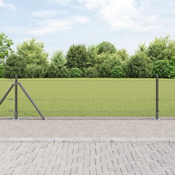Gossi gard de sarma sudata cu 13 stalpi flansati gri 0.5x50 m otel