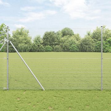 Gossi gard din fier sudat cu 13 stalpi 1.5x25 m otel galvanizat