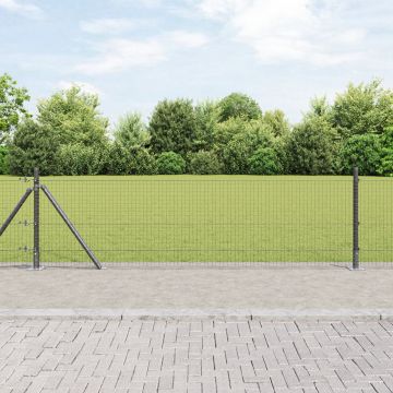 Gossi gard din fir sudat cu 13 stalpi cu flansa gri 0.5x50 m otel