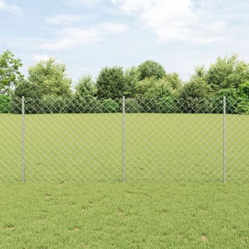 Gossi gard din otel galvanizat cu 20 de stalpi argintii 1x10 m