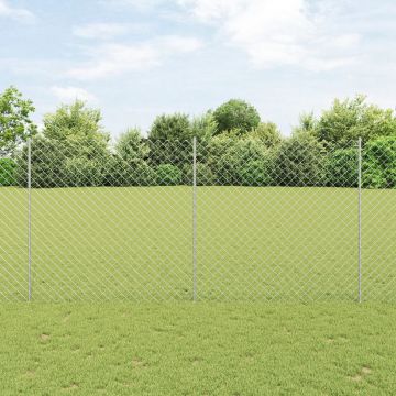 Gossi gard din plasa de lant cu 20 de stalpi u argintii 1.5x10 m otel