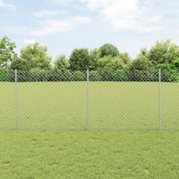 Gossi gard din plasa de lant cu 20 de stalpi u argintii 1x10 m otel