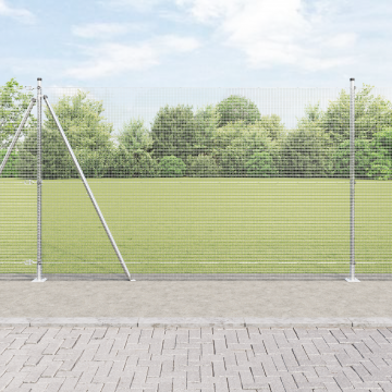 Gossi gard din plasa sudata cu 13 stalpi flansati 1.4x25 m otel galvanizat