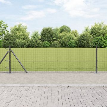 Gossi gard din plasa sudata cu 13 stalpi flansati gri 0.6x50 m otel