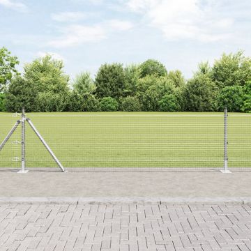 Gossi gard din plasa sudata cu 7 stalpi flansati 0.4x10 m otel galvanizat