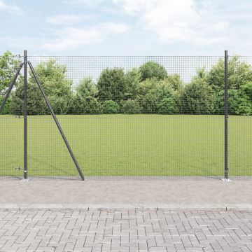 Gossi gard din plasa sudata cu 7 stalpi flansati gri 1.6x10 m otel
