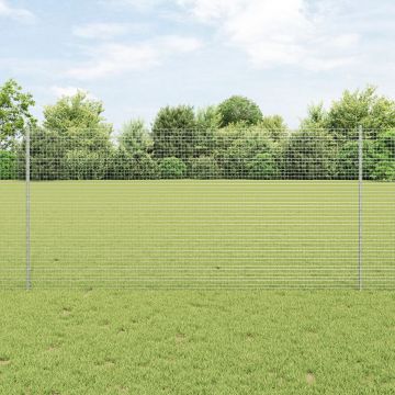 Gossi gard din sarma sudata cu 10 u stalpi argintiu 1.2x10 m otel