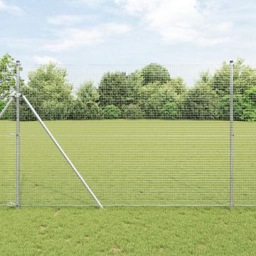 Gossi gard din sarma sudata cu 13 stalpi 1.5x50 m otel galvanizat