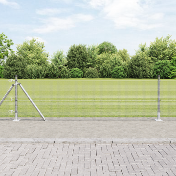 Gossi gard din sarma sudata cu 13 stalpi cu flansa 0.4x50 m otel galvanizat
