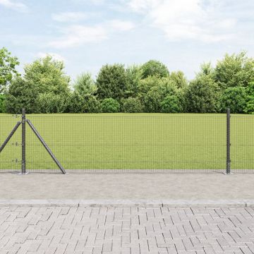 Gossi gard din sarma sudata cu 13 stalpi cu flansa gri 0.6x50 m otel