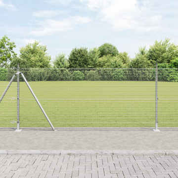 Gossi gard din sarma sudata cu 13 stalpi flansati 0.8x25 m otel galvanizat