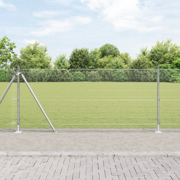 Gossi gard din sarma sudata cu 13 stalpi flansati 0.8x25 m otel galvanizat
