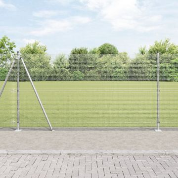 Gossi gard din sarma sudata cu 13 stalpi flansati 1.2x25 m otel galvanizat