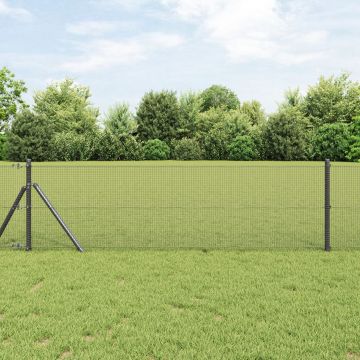 Gossi gard din sarma sudata cu 7 stalpi gri 0.4x10 m otel