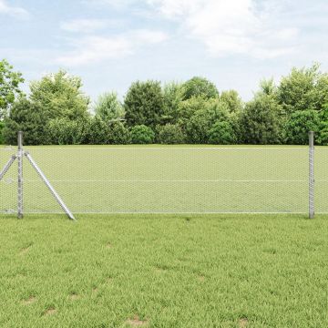 Gossi gard hexagonal 0,5x50 m otel galvanizat, Gossi stalpi de gard 13 buc Ø32 mm 100 cm otel galvanizat