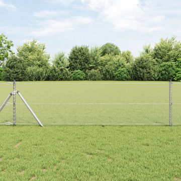 Gossi gard hexagonal 0,6x10 m otel galvanizat, Gossi stalpi gard 7 buc Ø32 mm 100 cm otel galvanizat