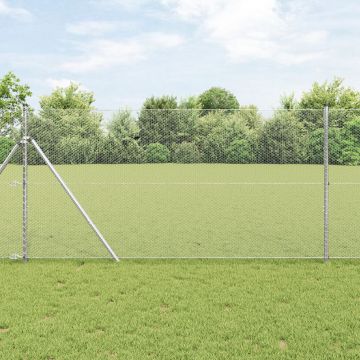 Gossi gard hexagonal 1x10 m otel galvanizat, Gossi stalpi de gard 7 buc Ø32 mm 150 cm otel galvanizat